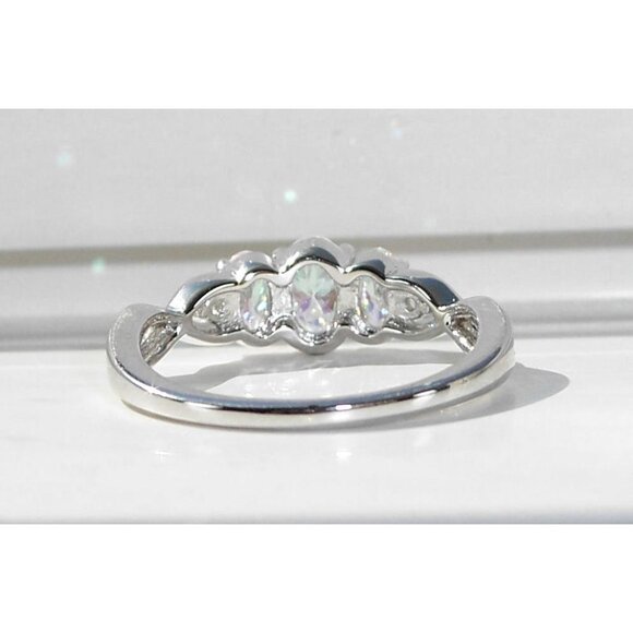 925 STERLING SILVER Simulated Triple Mercury Mystic CZ Ring - Picture 10 of 16